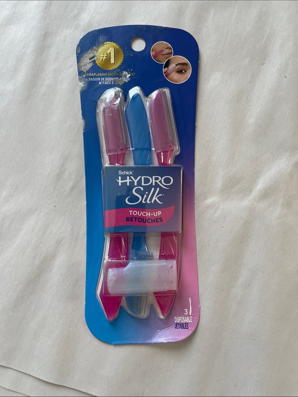 Schick Hydro Silk Touch-Up Brow Razors - Pink & Blue (3 Pack)
